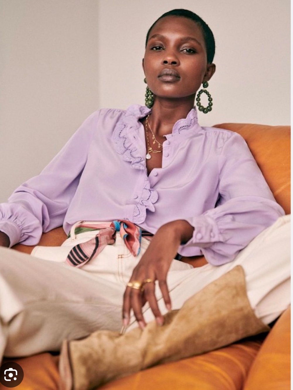 Sezane lilac purple silk Chloe shirt size 36 nwot